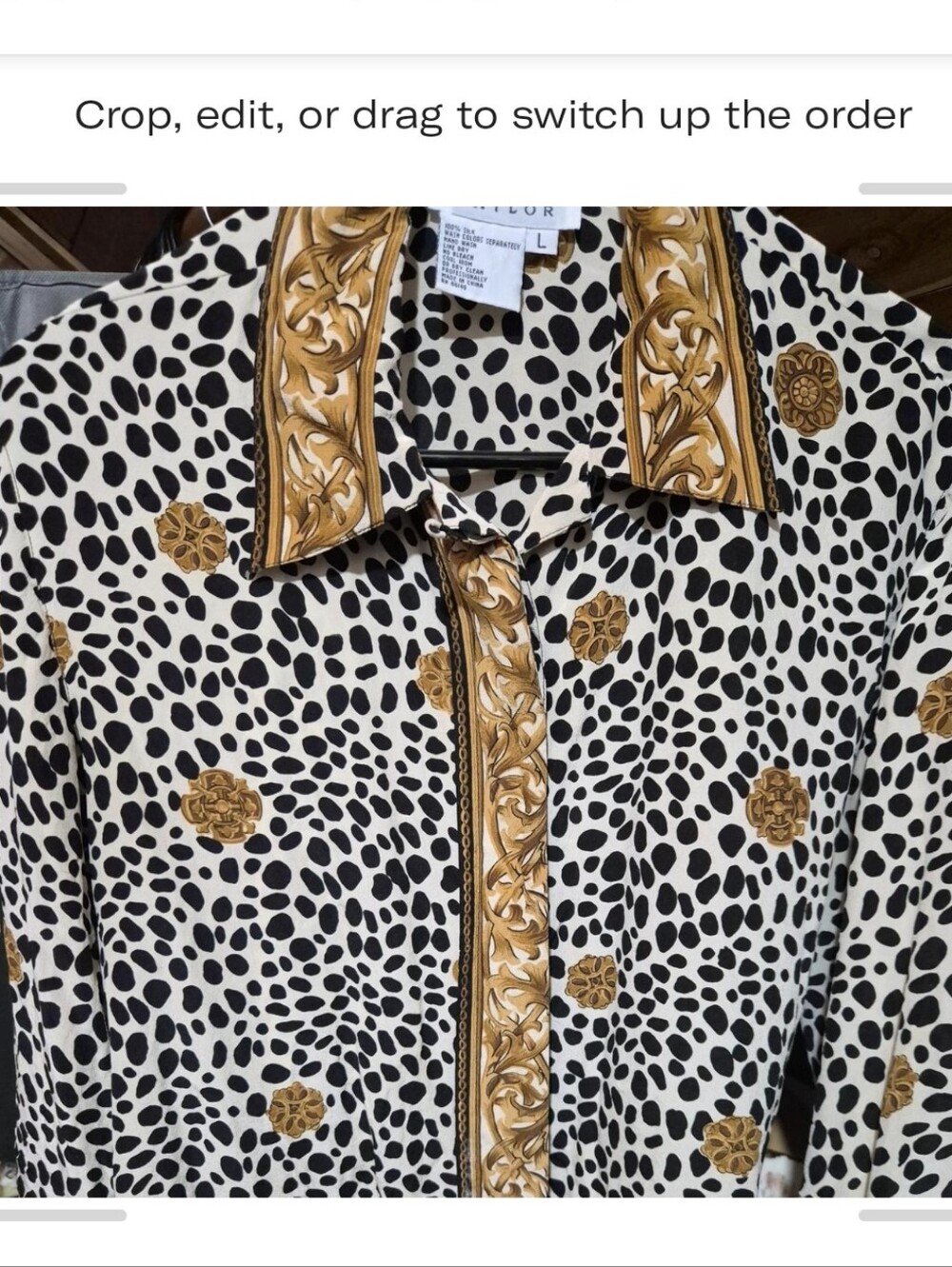 Allison Taylor Black & Gold Printed Silk Button-Front Blazer